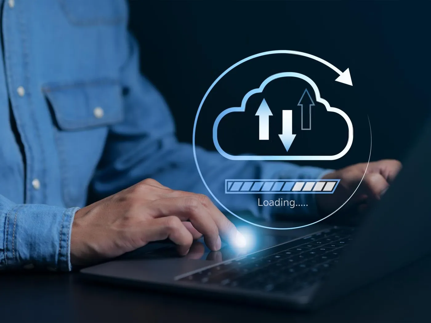 Business data being backed up and restored from the cloud