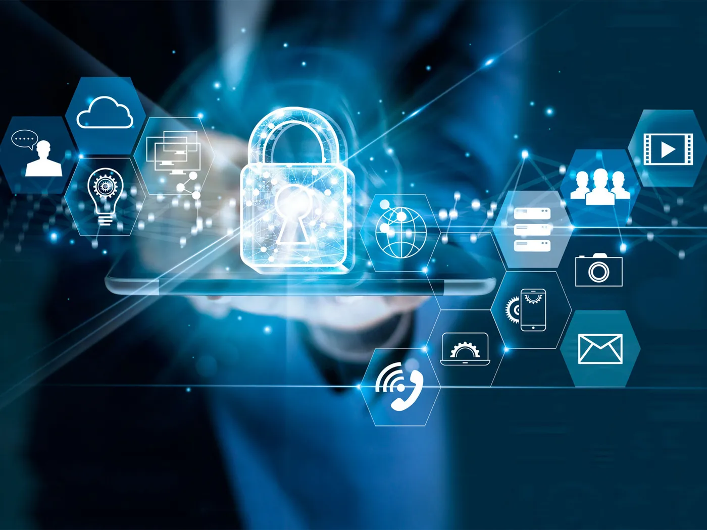 Layered cybersecurity controls protecting a business network